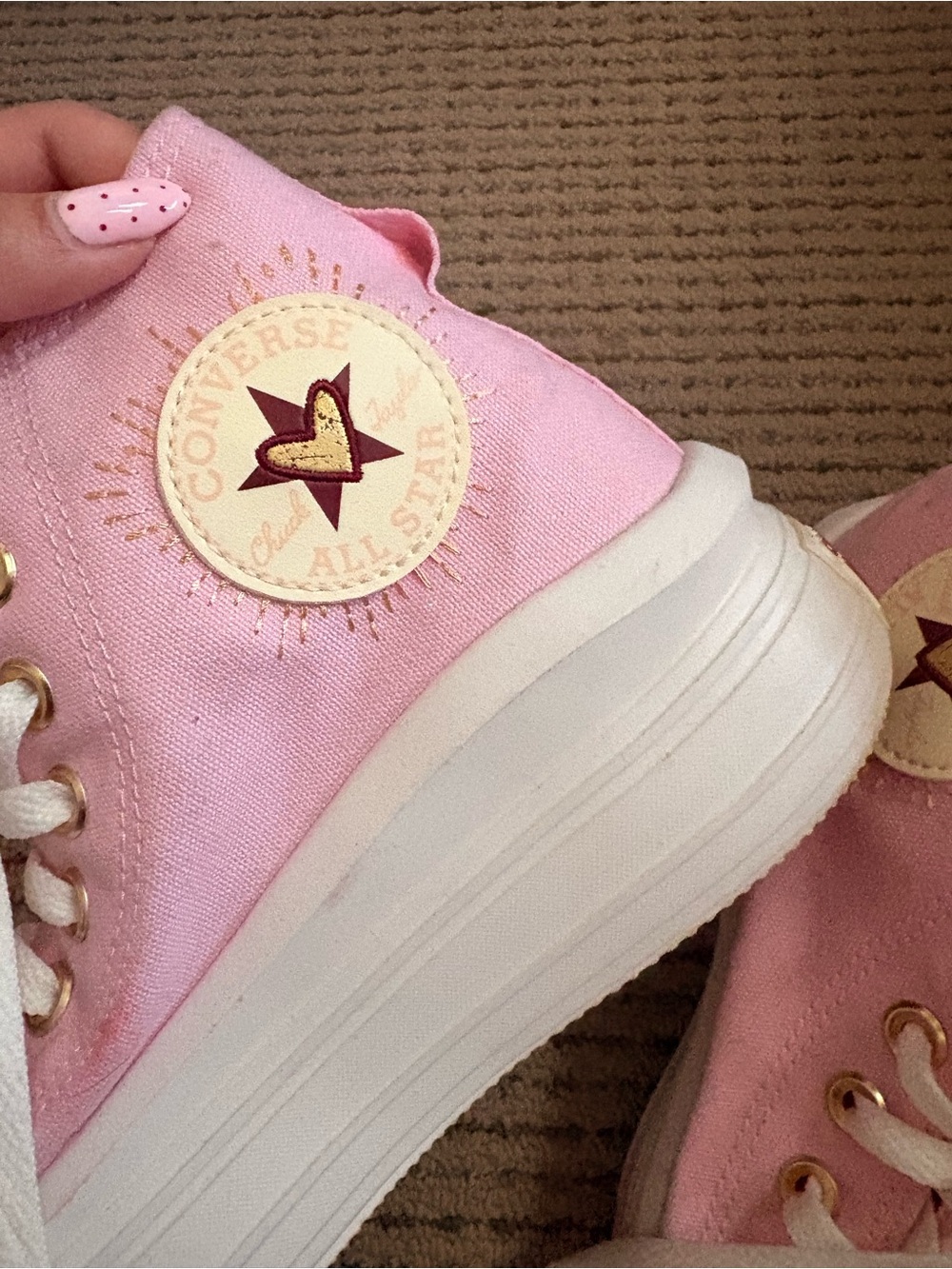 Converse Pink Canvas Kids Sneaker with Heart Accent